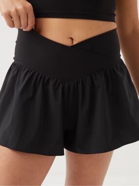 aerie Black High-Rise Cross-Front Skort